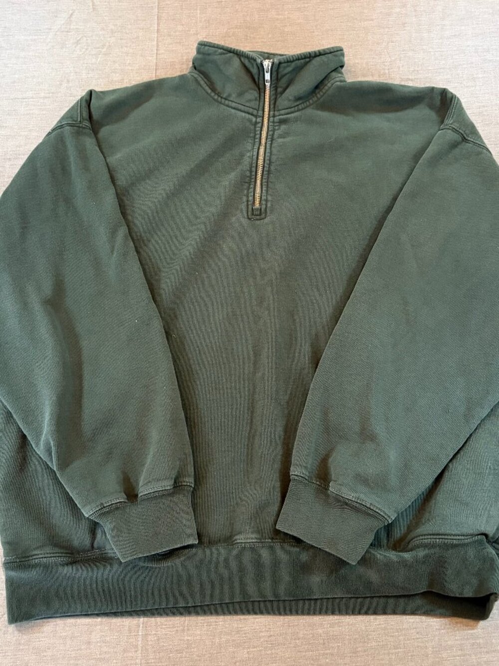 Brandy Melville Women's OS Green 1/4 Zip Pullover Fleece Sweatshirt